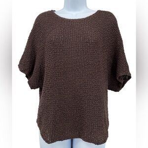 Project‎ Women’s S Chocolate Brown Short Dolman Sleeve Scoop Neck Knit Sweater